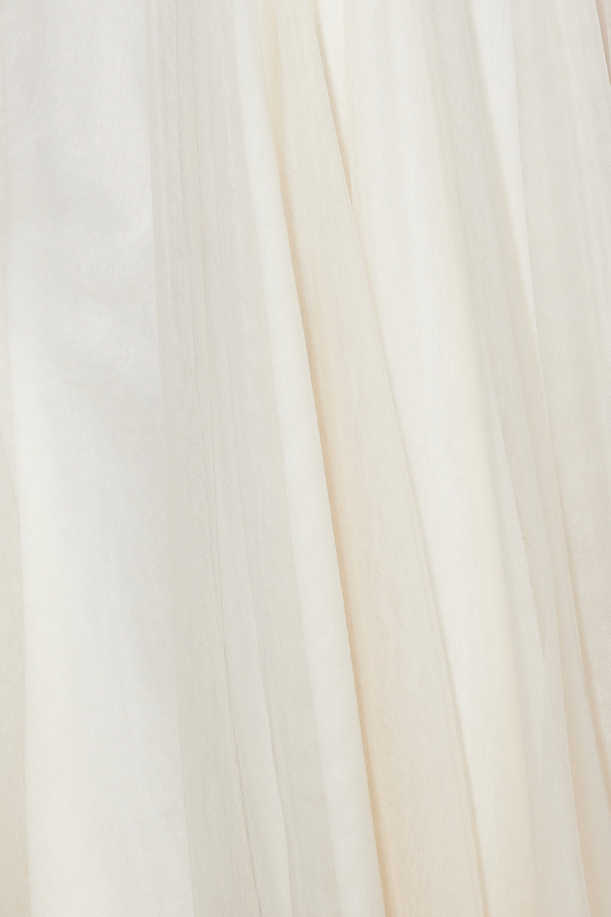 Elegant Strap Butter Tulle Mesh Corset Maxi Dress Back Tie-Up