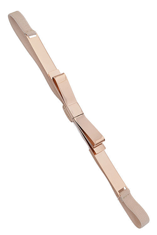 Gold Single Ribbon Beige Cutout Belt