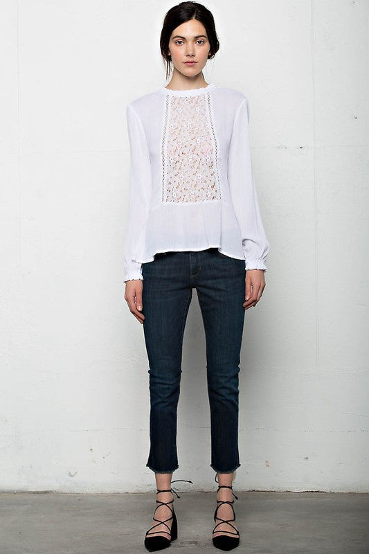 Elegant White Lace Long Sleeve Top
