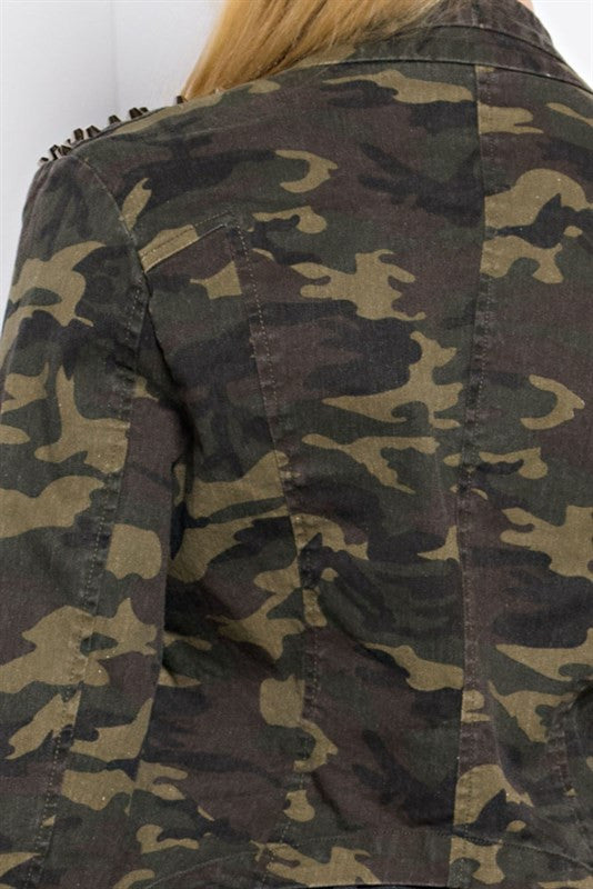 Fashion Army Slim Jacket with Metallic Stud Shoulder Detail