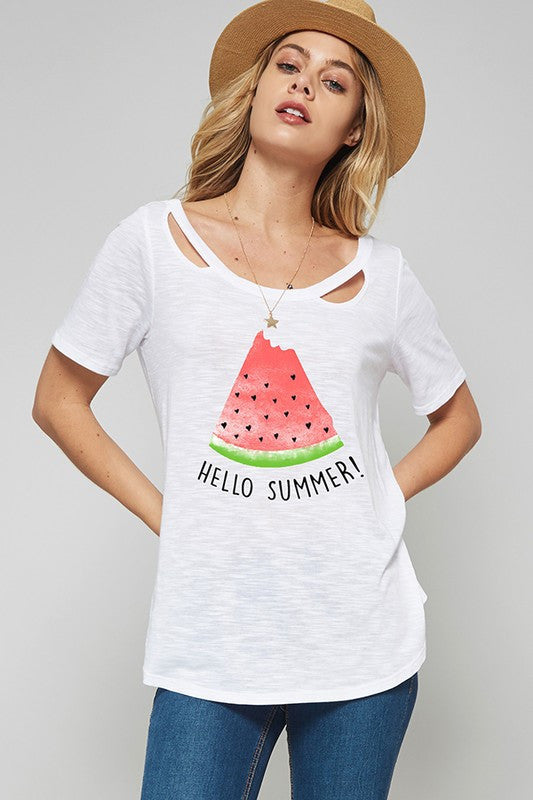 Summer Watermelon White T Shirt