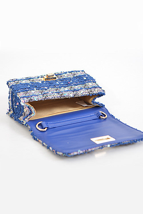Fashion Blue Handbag with Stitched Detail