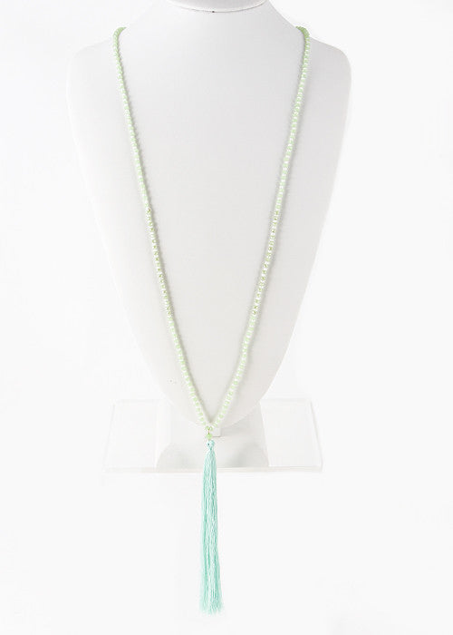 Mint Bead Long Necklace