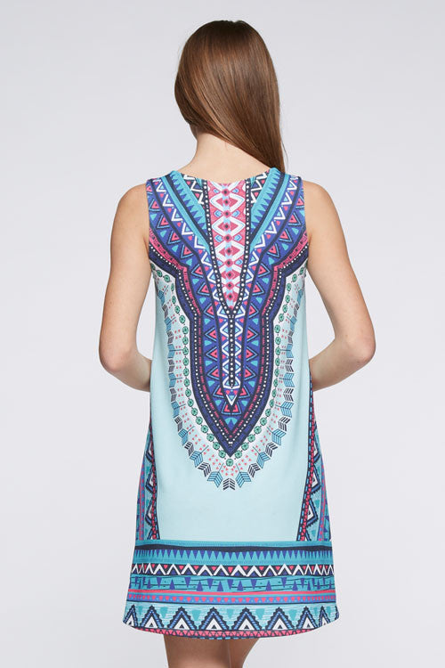 Tribal Geometric Mint Casual Dress