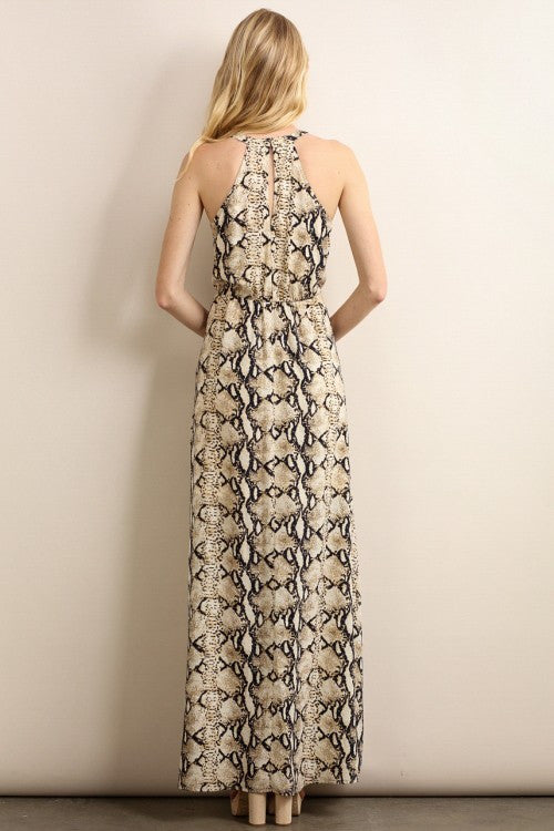 Elegant Animal Print Maxi Dress