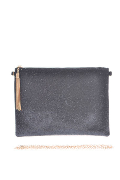 Elegant Black Glitter Glamour Clutch