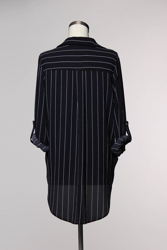 Fashion Navy White Crossed Shirt