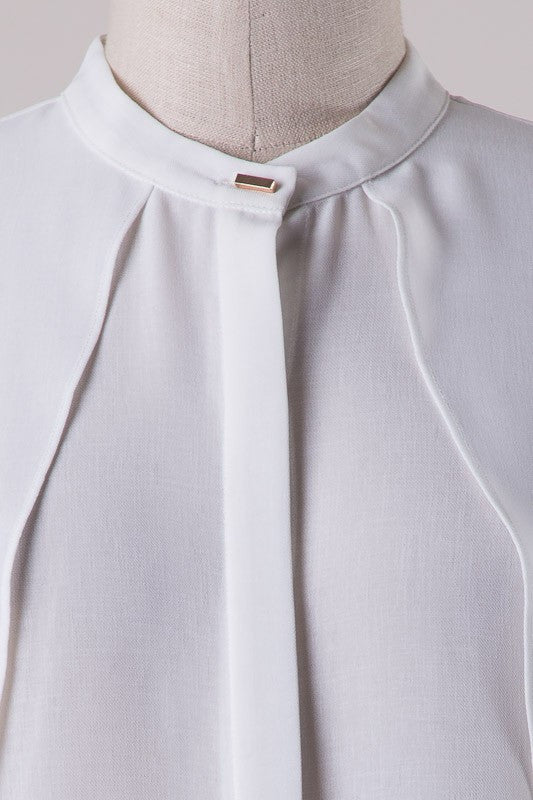 Elegant Sleeveless Layered Cut White Top