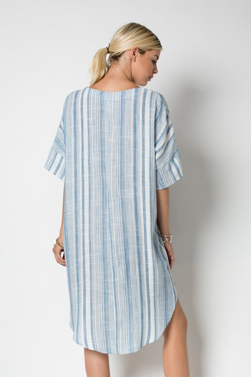 Resort Casual Blue Tunique Dress