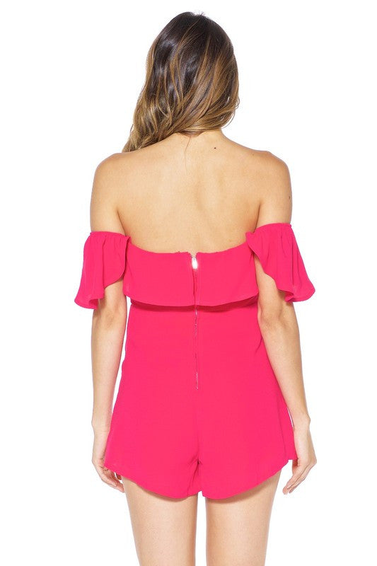 Elegant Off Shoulder Pink Romper