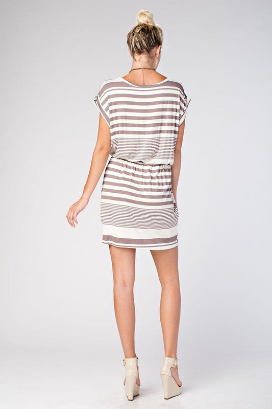 Casual Mocha Striped Summer Dress