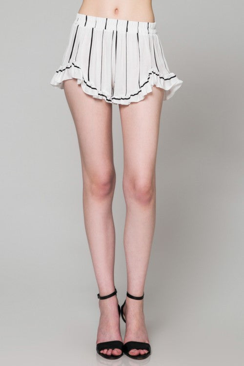 Summer Marine Ruffle Contrast White Short