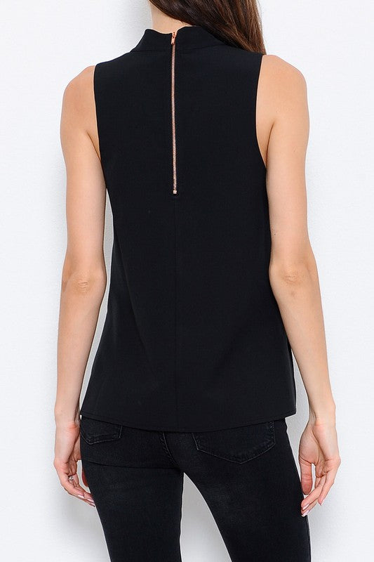 Fashion Black Choker V-Neck Top