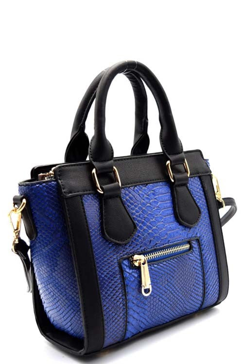 Fashion Animal Print Blue Wing Satchel Mini Bag with Front Zipper Pocket