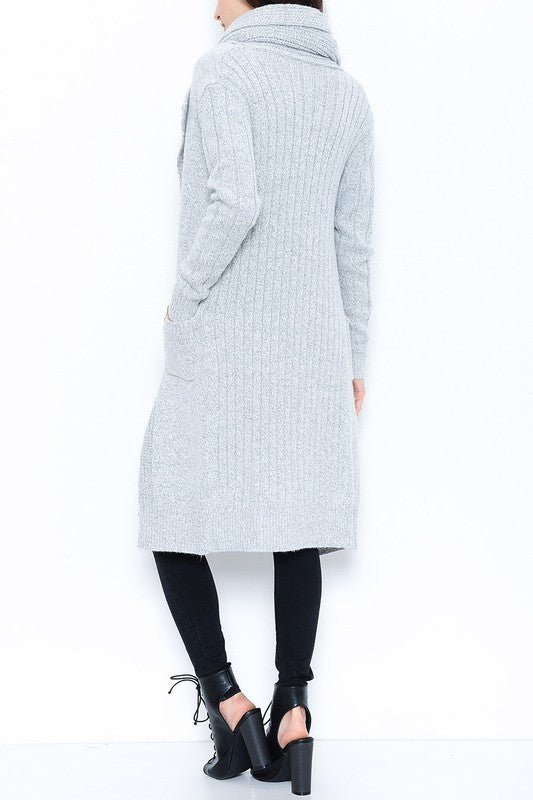 Elegant Fashion Grey Scarf Cardigan