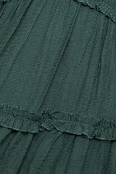 Fashion Green V-Neck Ruffle Dress