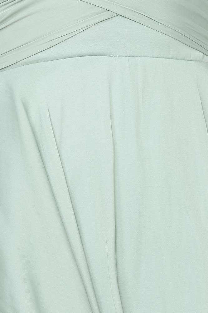 Elegant Off Shoulder Pistachio Tie-Up Ruffle Romper