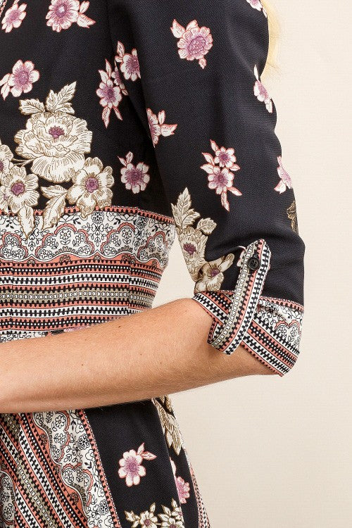 Fashion Asymmetric Floral Dress