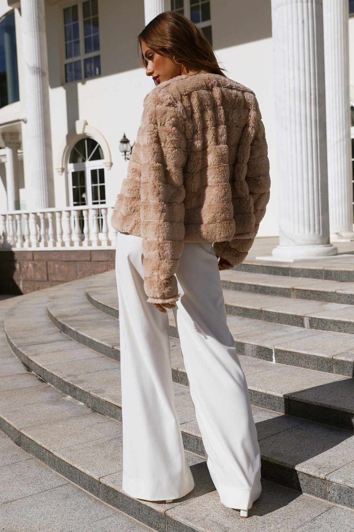 Elegant Camel Faux Furry Jacket