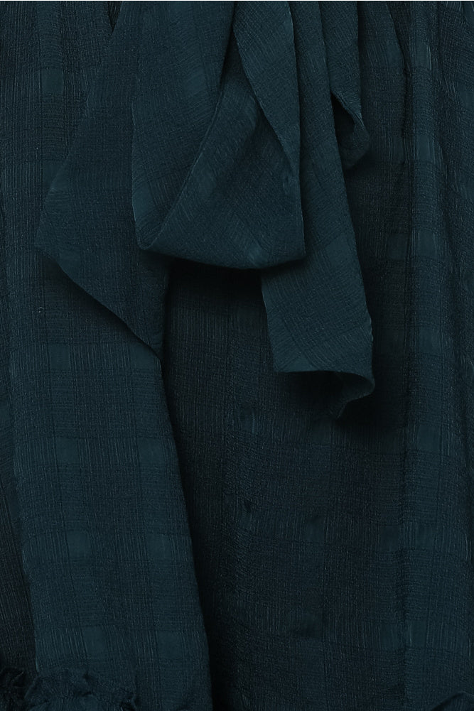 Fashion Teal Deep V-Neck Tie-Up Ruffle Romper