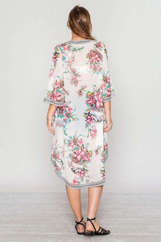 Fashion Summer Floral Print Multi-Color Cardigan