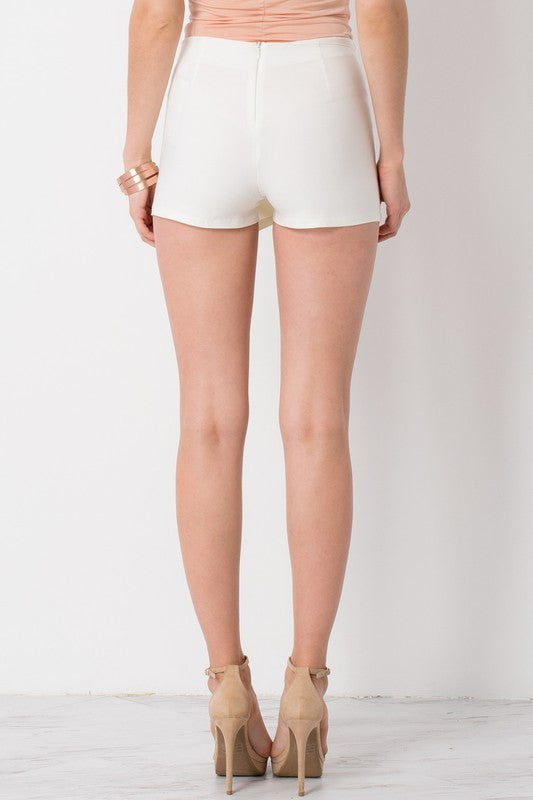 Casual Embroidery Rose White Skort