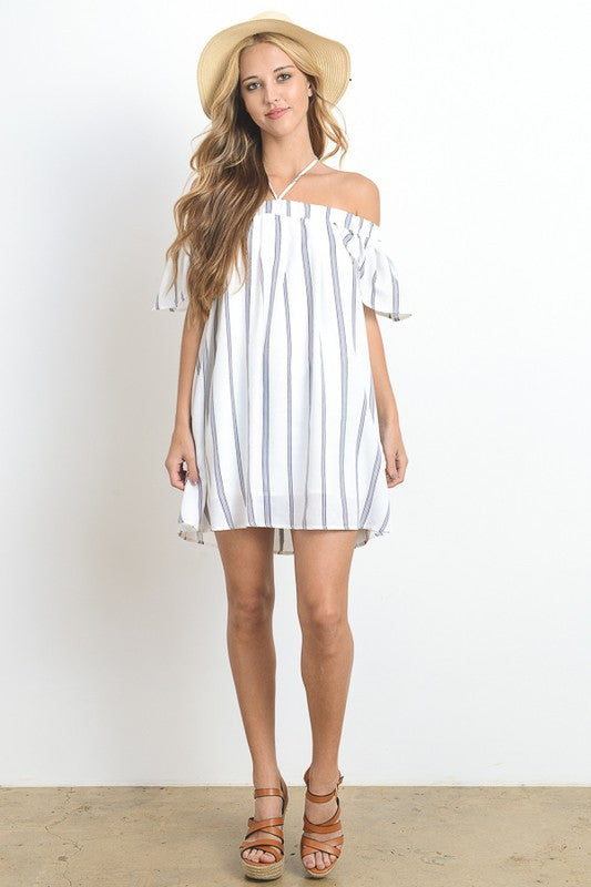 Summer Marine Off Shoulder Dress