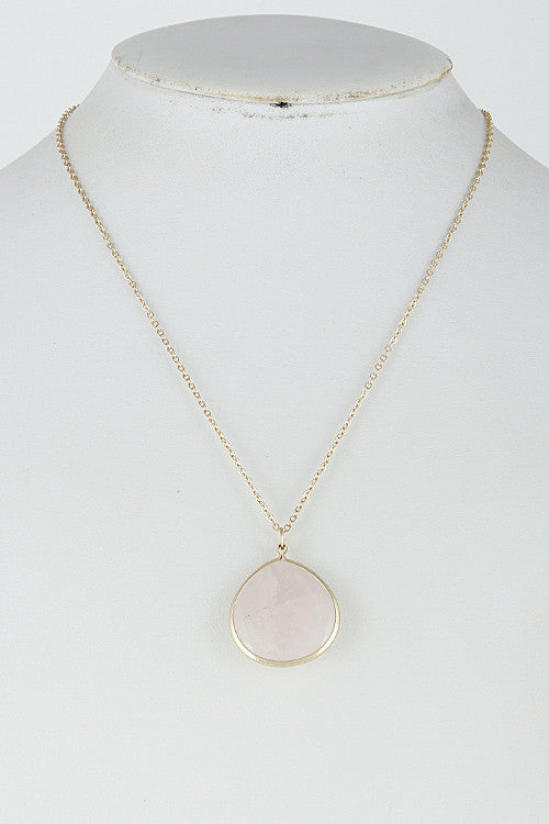 Elegant Tear Drop Long Gold Pink Necklace