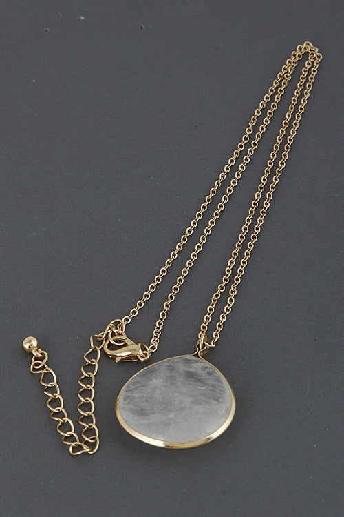 Elegant Tear Drop Long Gold White Necklace