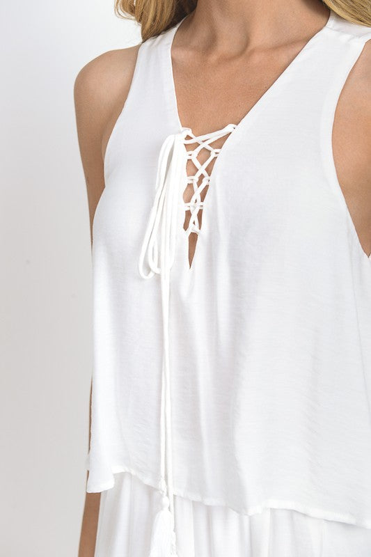 Fashion Wide Leg Layered White Jumpsuit