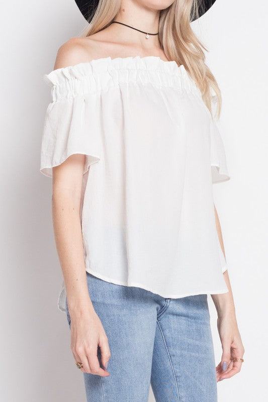 Fashion Summer Casual Off Shoulder White Top