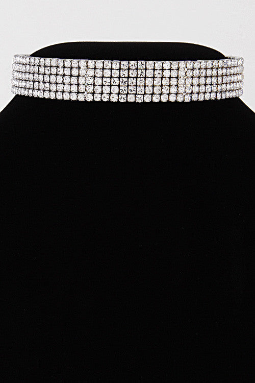 Fashion Silver Rhinestone Open Choker Necklace