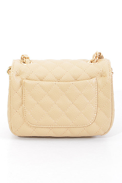 Fashion Beige Gold Clutch with Quilted Detail