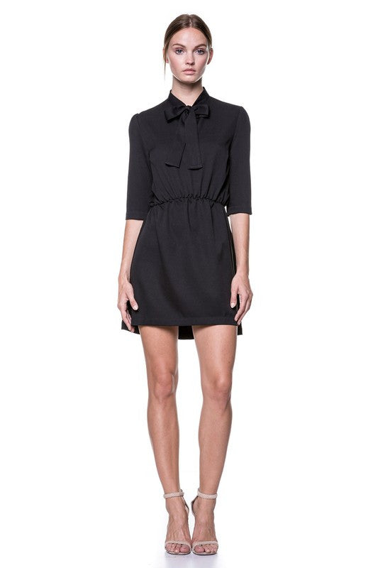 Fashion Bow Detail Black Dress