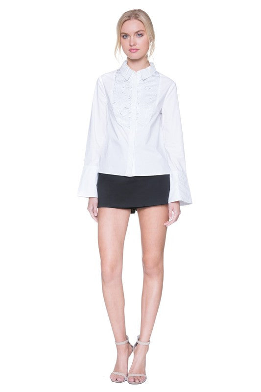 Elegant Sequence Detail White Shirt