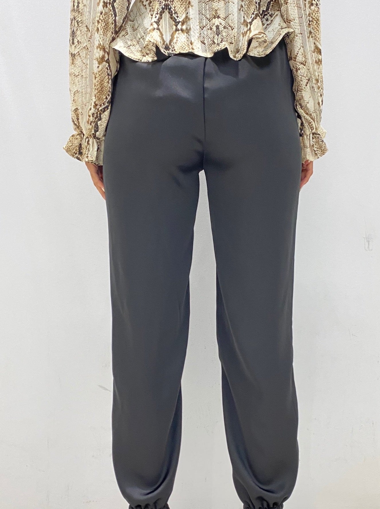 Elegant Casual Black Satin Jogger Pants