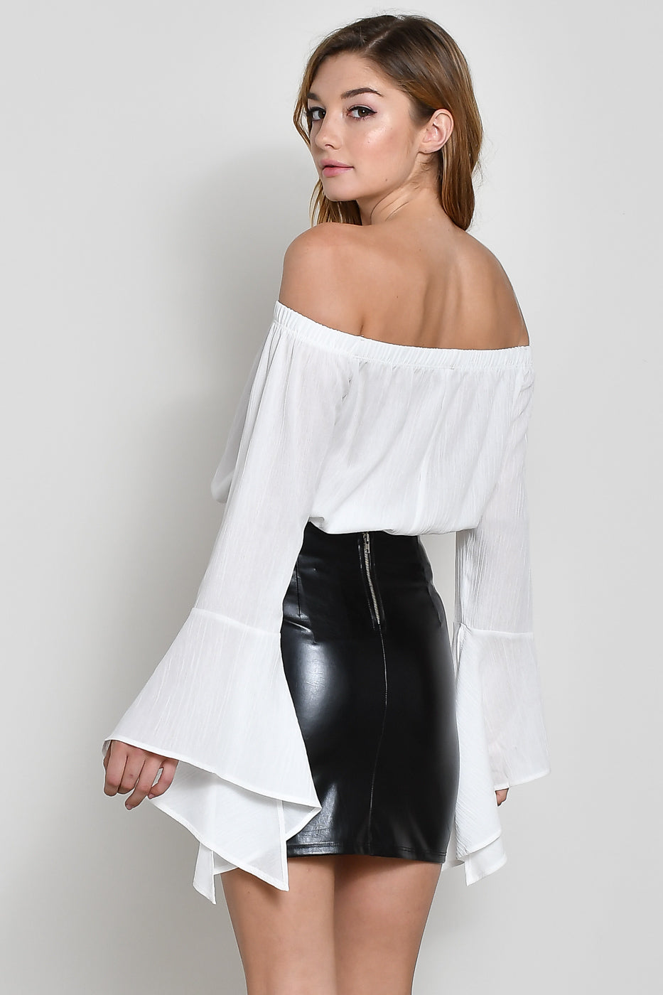 Elegant White Off Shoulder Bell Sleeve Top
