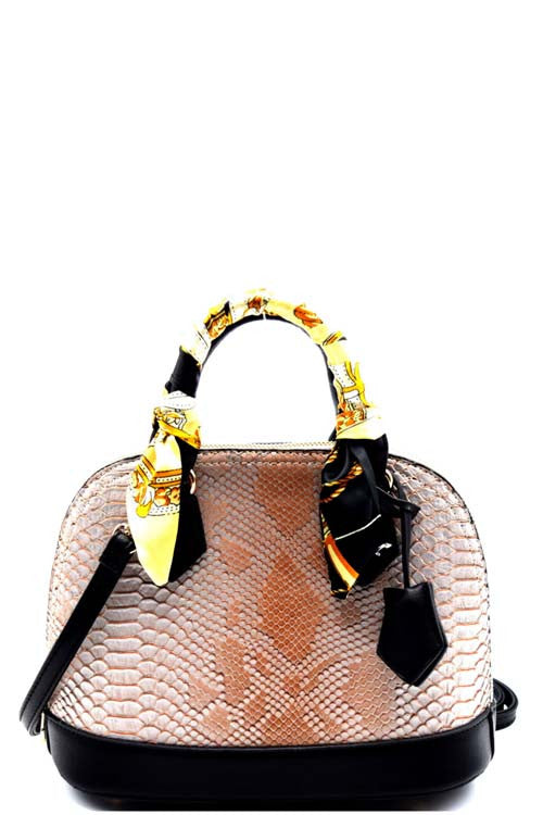 Fashion Animal Print Beige Round Satchel Mini Bag with Scarf