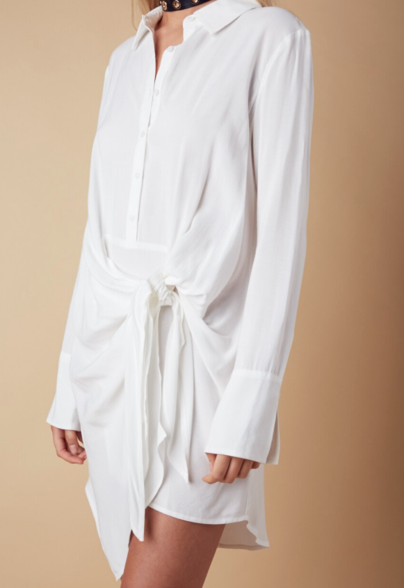 Summer Tie Up White Shirt Dress