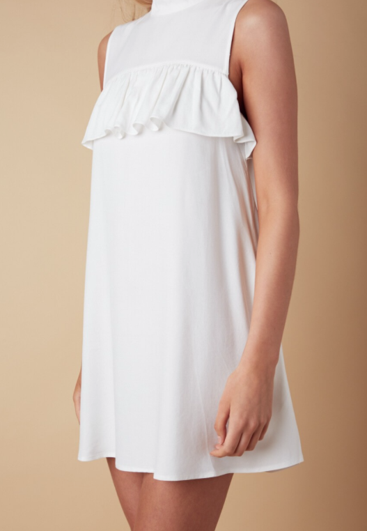 Summer White Collar Ruffle Dress
