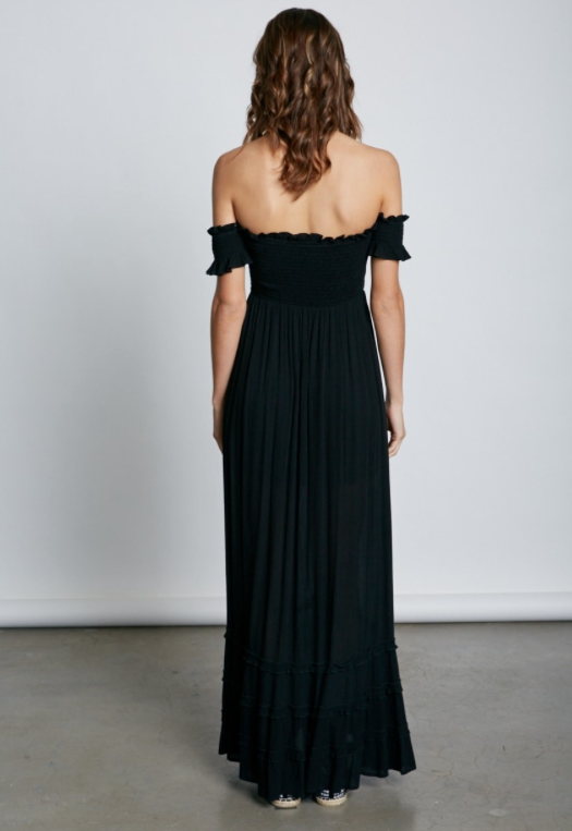 Summer Off Shoulder Black Maxi Dress