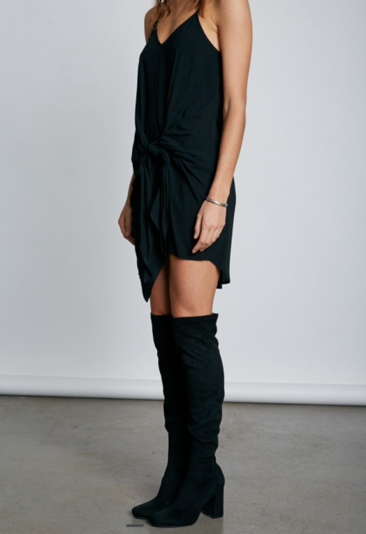 Fashion Tie-Up Black Dress