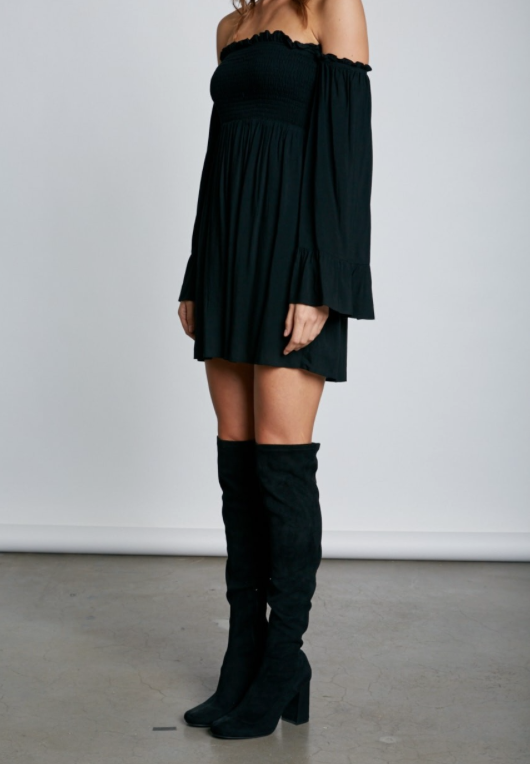 Summer Off Shoulder Black Dress