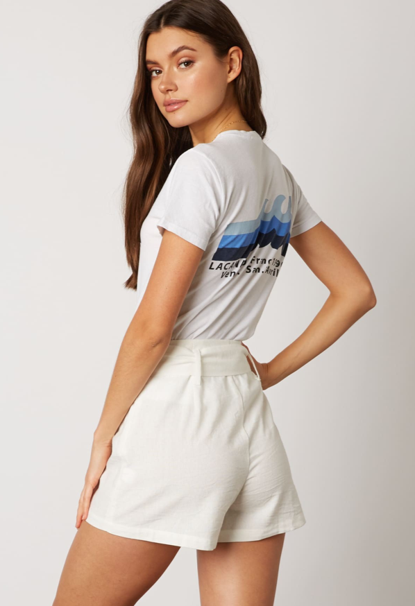 Fashion Summer White Tie-Up High Waisted Shorts