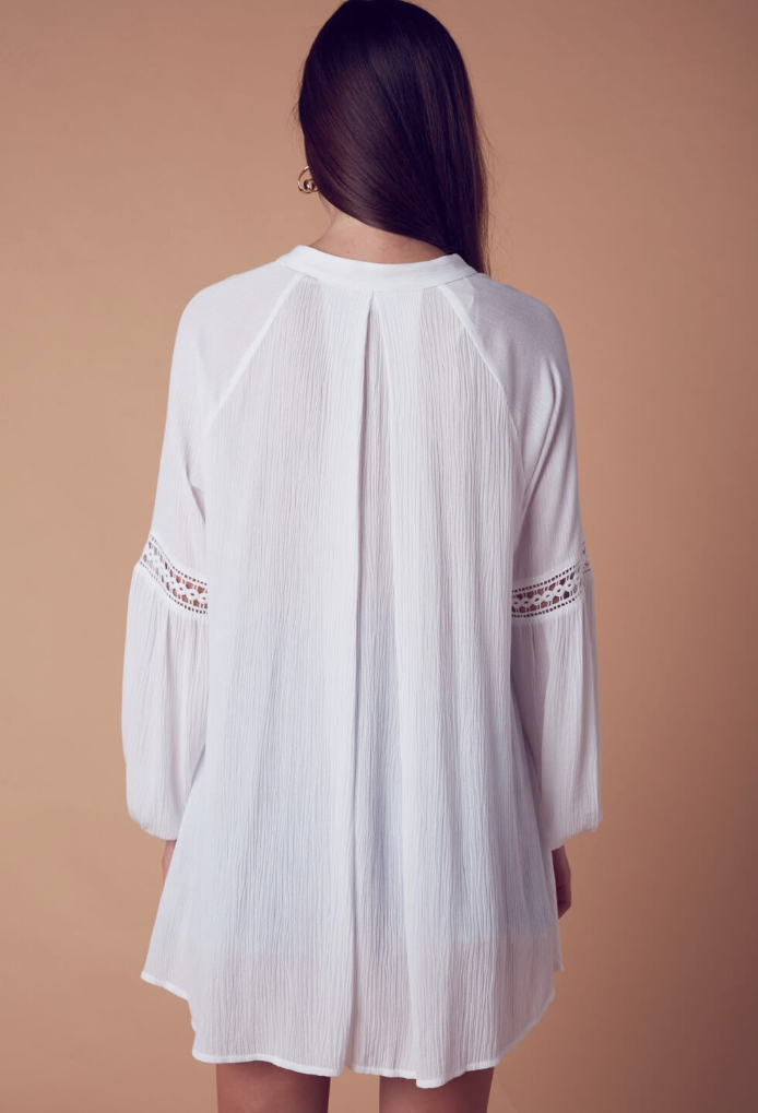 Summer White Lace Long Sleeve Tunique