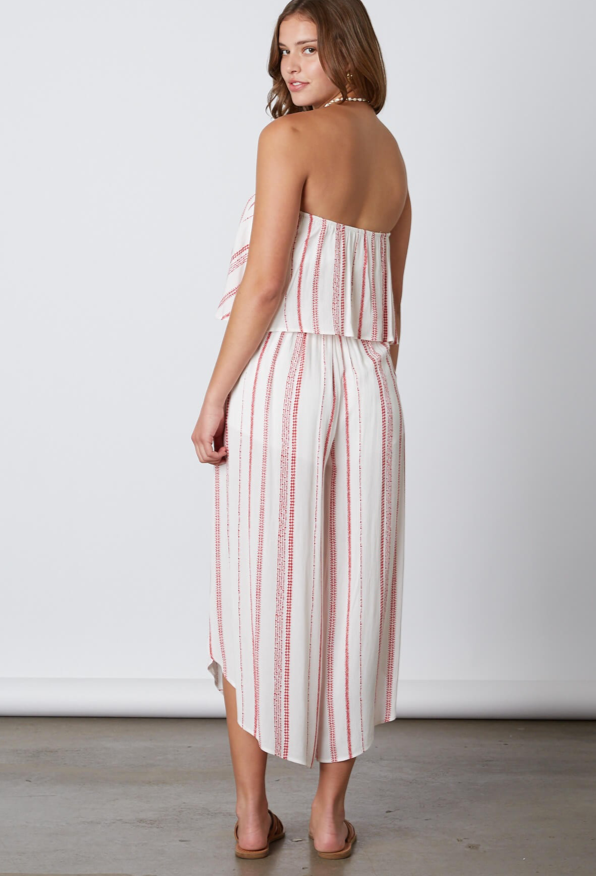 Summer Strapless Red Marine Button Down Top