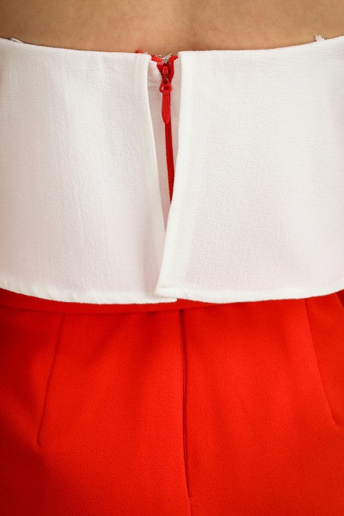 Cocktail Contrast White Red Romper