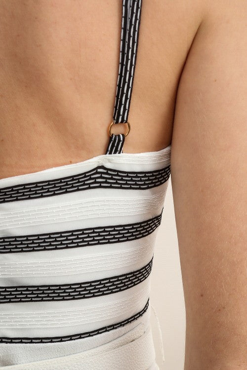 Cocktail Striped White Black Romper