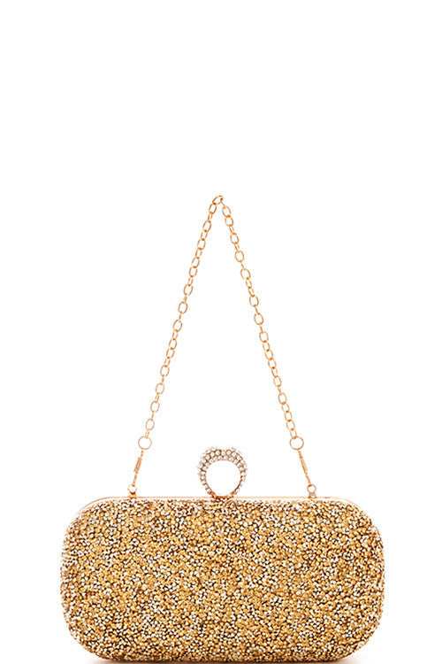 Elegant Princess Crystal Gold Clutch