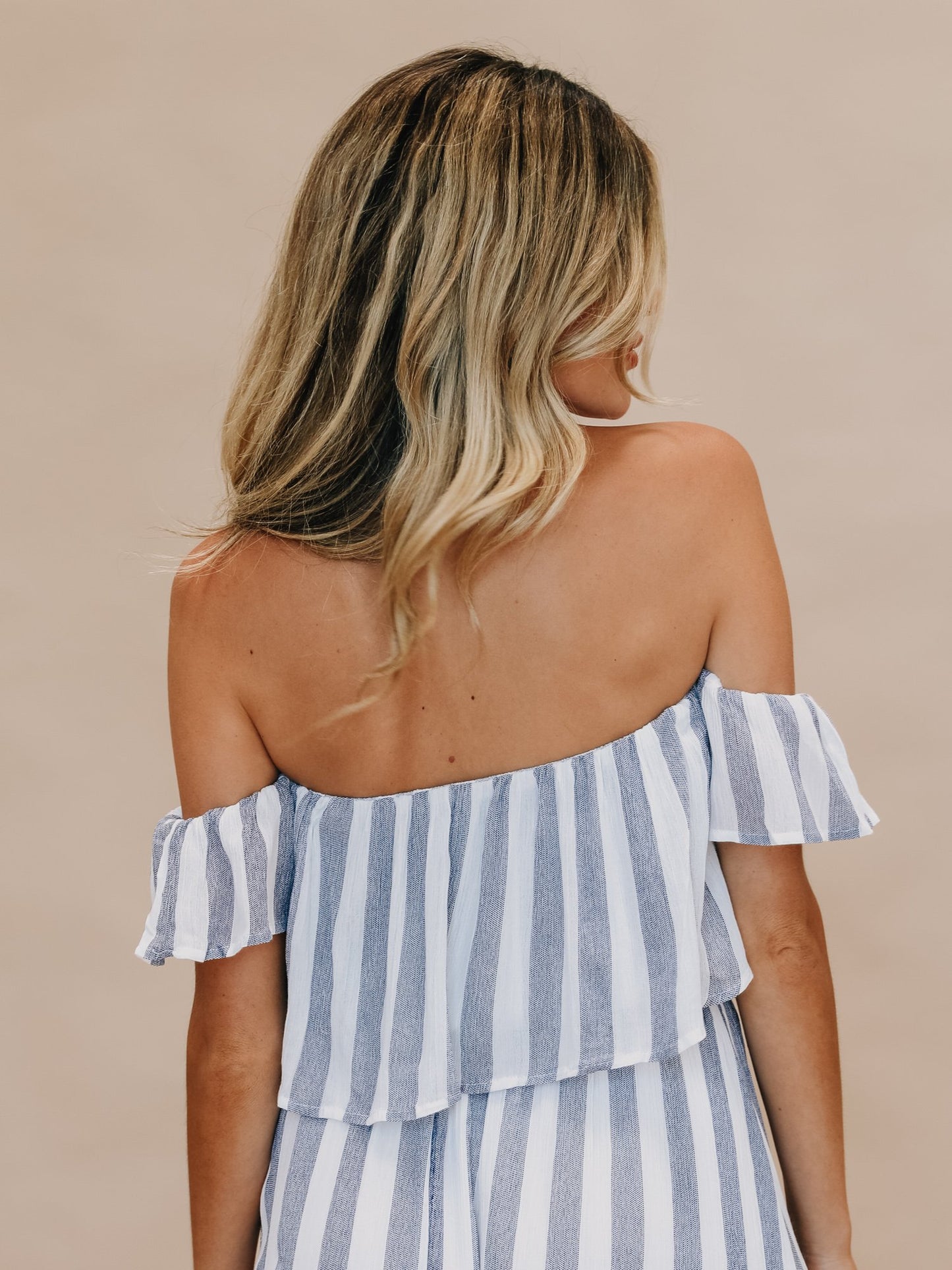 Fashion Summer Off Shoulder Navy Marine Ruffle Cut Out Maxi Dress